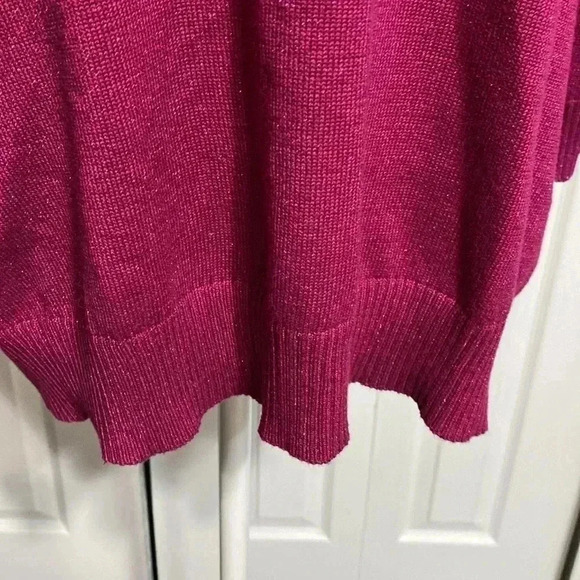 Woman’s Appleseeds pink metallic shiny cowl neck sweater top shirt blouse - Picture 6 of 11